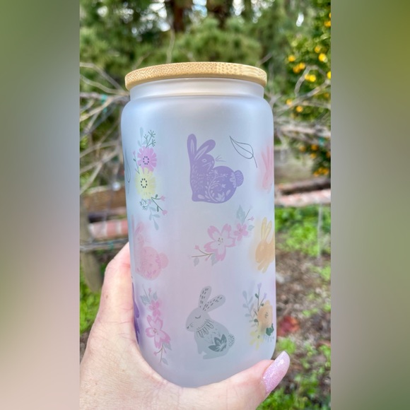 Boho Bunnies spring Libby can glass 16oz - Picture 3 of 6